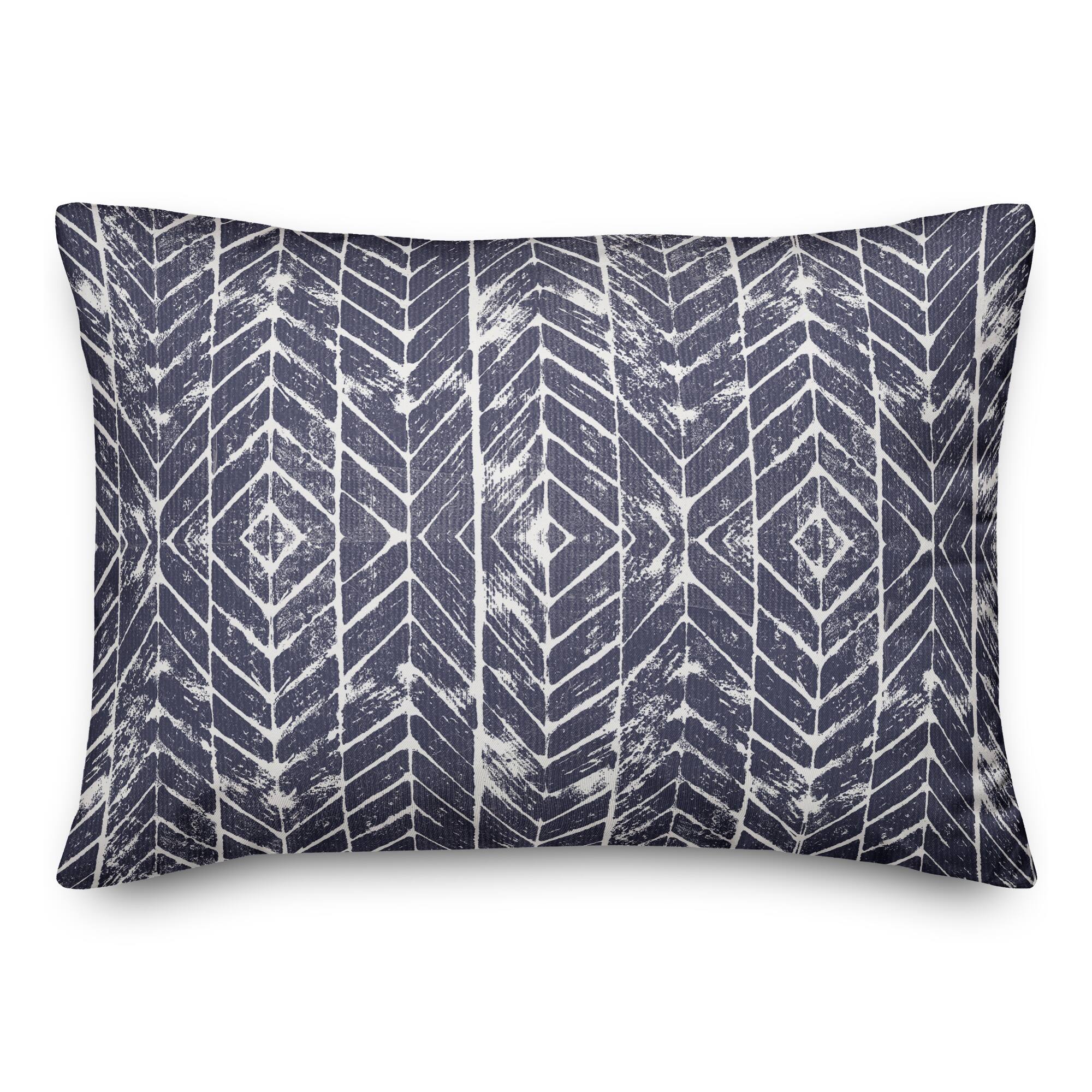 Distressed Indigo Chevron Throw Pillow 14" x 20"